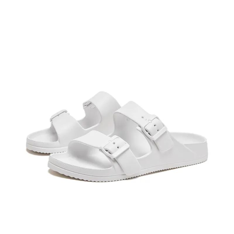 HOBIBEAR Slip Resistant Abrasion Resistant Cushioning Slide Slippers Men's White-2