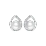 Waterdrop Pearl Stud Earring (White)