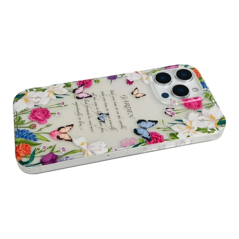Sopi Acrylic Material Floral Butterfly Edge Trim Phone Cases Compatible With IPhone 16/15 Pro Max/Apple 13/14 Pro/Max-7