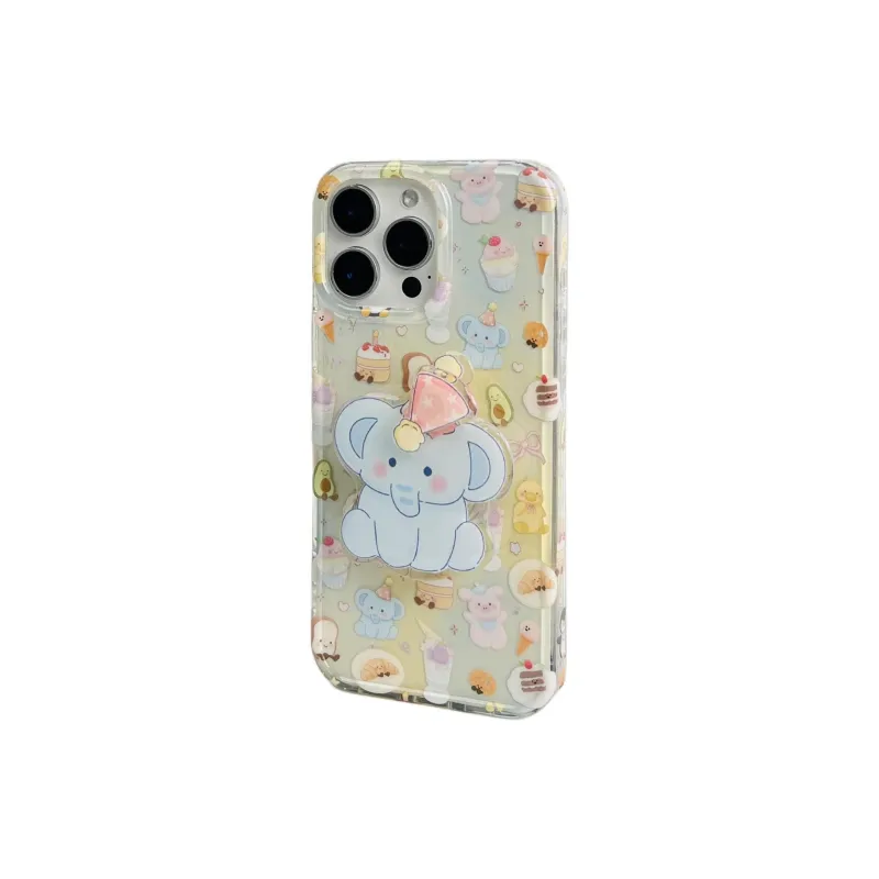 Sopi Acrylic Material Elephant Cartoon Collection Phone Cases Compatible With IPhone 16/15 Pro Max/Apple 13/14 Pro/Max-2