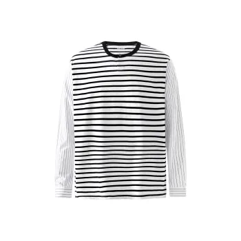TOKUHON T Shirts Men Black White Stripes