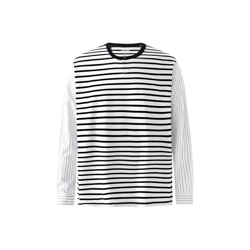 TOKUHON T Shirts Men Black White Stripes-0