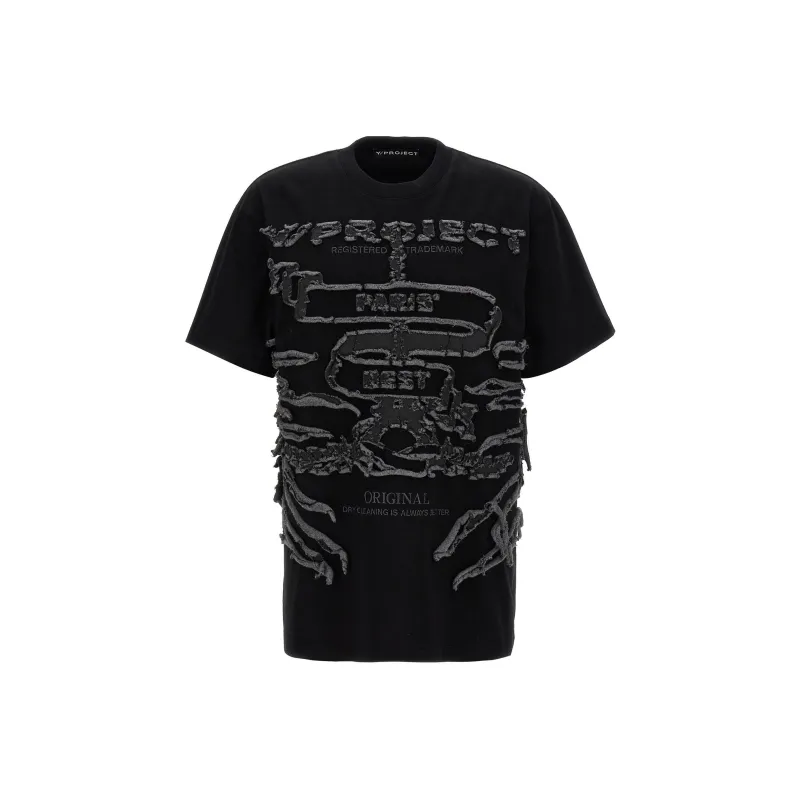 Y/Project Distresse Detailed Crewneck T Shirt-0