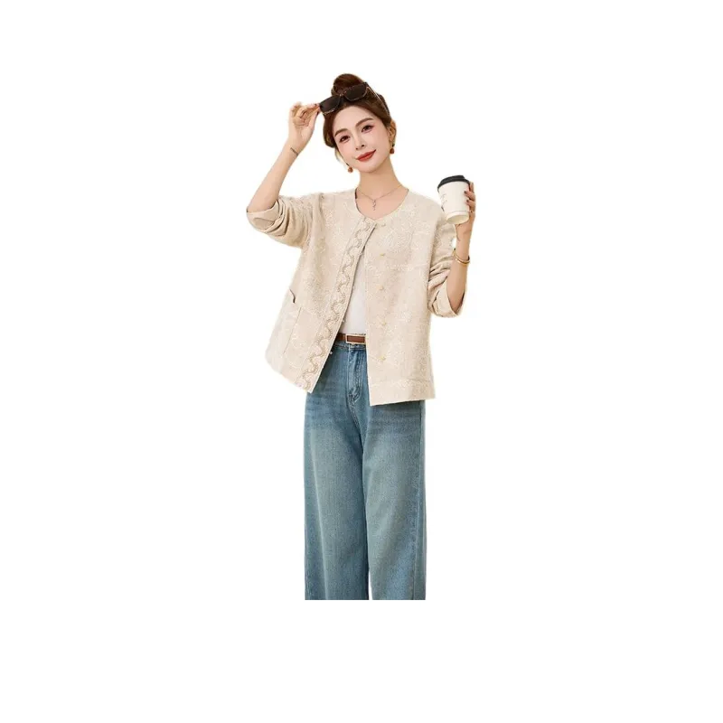 Yi Mengyuan Jackets Coats Women's Beige-2