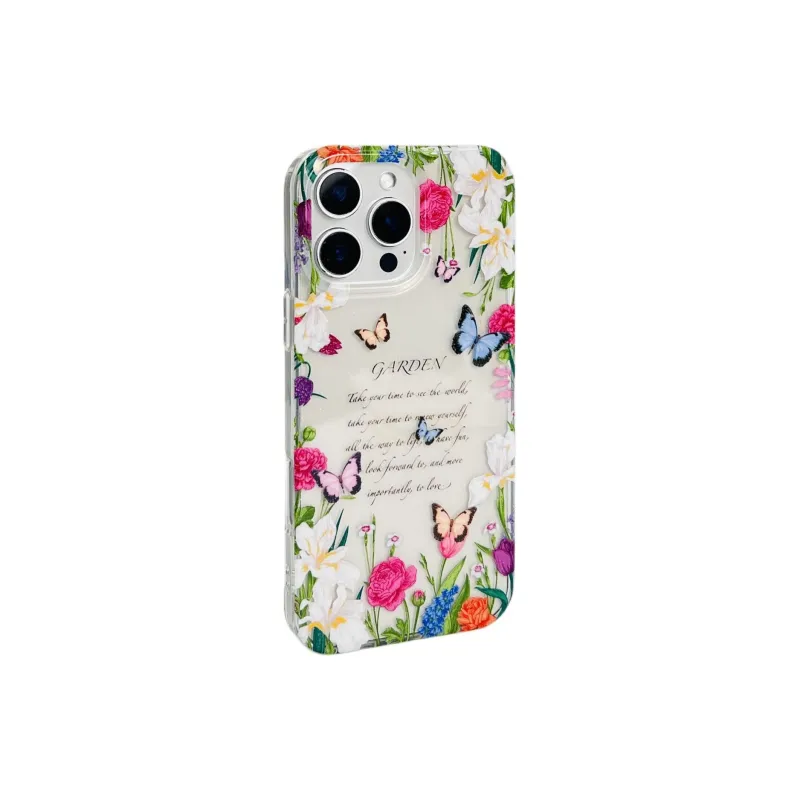 Sopi Acrylic Material Floral Butterfly Edge Trim Phone Cases Compatible With IPhone 16/15 Pro Max/Apple 13/14 Pro/Max-5