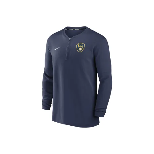 nike code Milwaukee Brewers Authentic Collection Game Time Men's nike code Dri FIT Mlb 1/2 Zip Long Sleeve Top