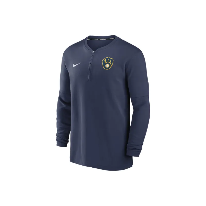 Nike Milwaukee Brewers Authentic Collection Game Time Men's Nike Dri FIT Mlb 1/2 Zip Long Sleeve Top-0