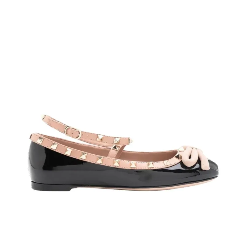 Valentino Garavani Rockstud Round Toe Ballerina Shoes Women's-1