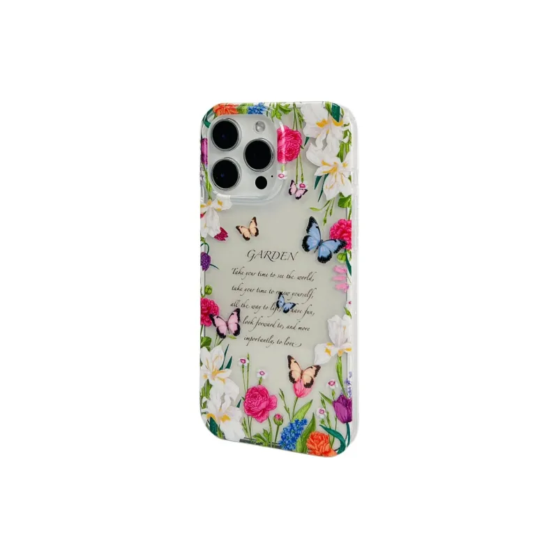 Sopi Acrylic Material Floral Butterfly Edge Trim Phone Cases Compatible With IPhone 16/15 Pro Max/Apple 13/14 Pro/Max-6