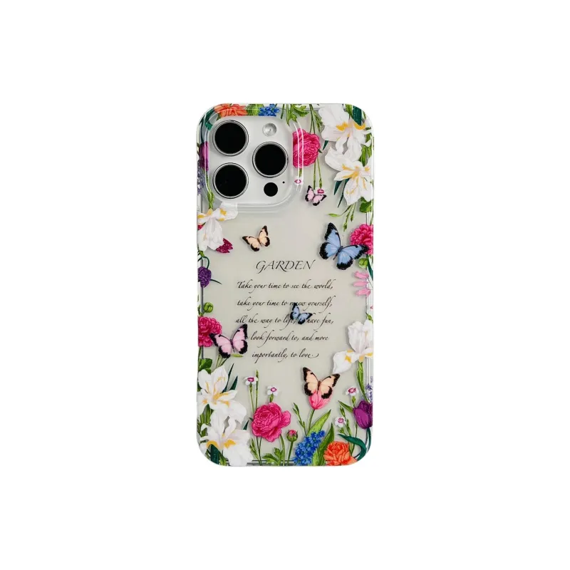 Sopi Acrylic Material Floral Butterfly Edge Trim Phone Cases Compatible With IPhone 16/15 Pro Max/Apple 13/14 Pro/Max-4
