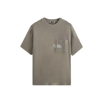 KITH Mens Letter Print Quinn Tee Pyrite