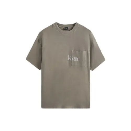 KITH Mens Letter Print Quinn Tee Pyrite