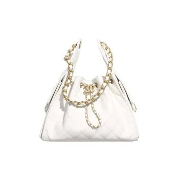 CHANEL 25Bag Grain Calfskin Hobo Bag, Handbag, Shoulder Bag Trumpets Women's White