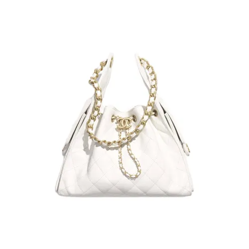 CHANEL 25Bag Grained Calfskin Hobo Bag, Handbag, Shoulder Bag Small Size Women's White