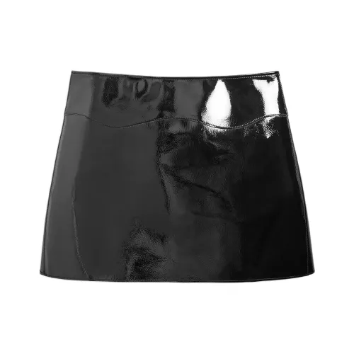COACH Leather Short Skirts Women's Black
