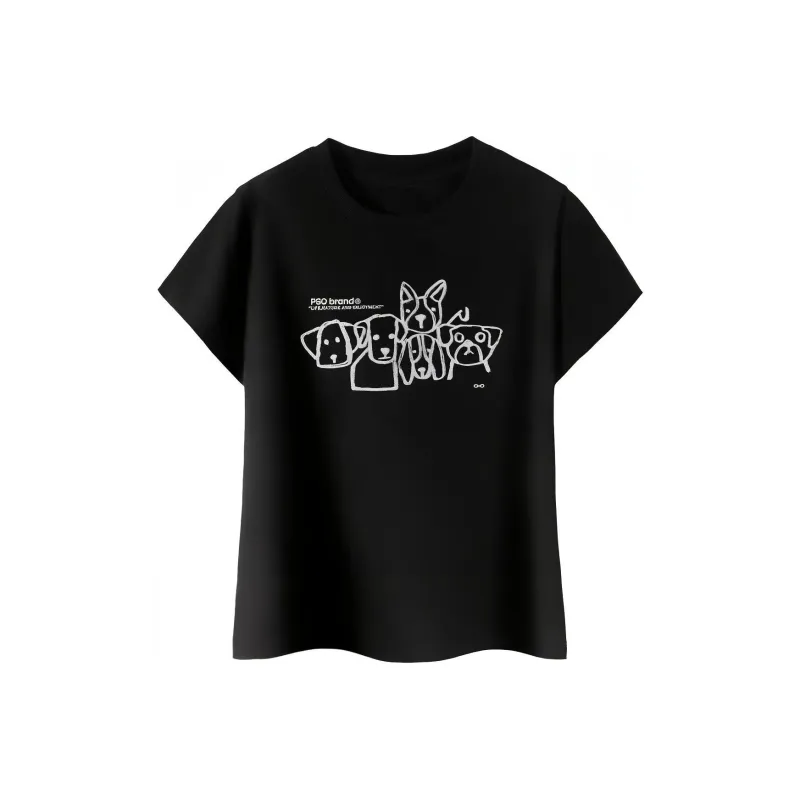 PSO Brand Puppy Series Trendy Brand Trendy Drop Shoulder Top Short Sleeved T Shirts Unisex-36