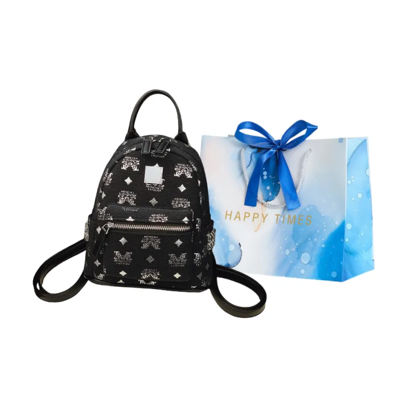 ROUNDOT PU Backpack Women's White/Coffee/Black-0