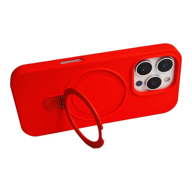 Sopi Silicone Material Solid Color Magnetic Stand Phone Cases Compatible With IPhone 16/15 Pro Max/Apple 13/14 Pro/Max-59