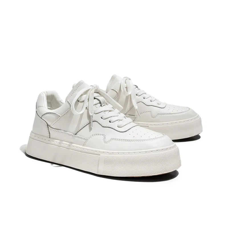 Jerden Smith Anti Slip And Wear Resistant Height Increasing Low Top Skateboard Shoes Unisex White-2