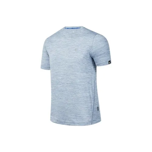 QIAODAN Short Sleeved T Shirts Men's Mineral Blue Heather Gray