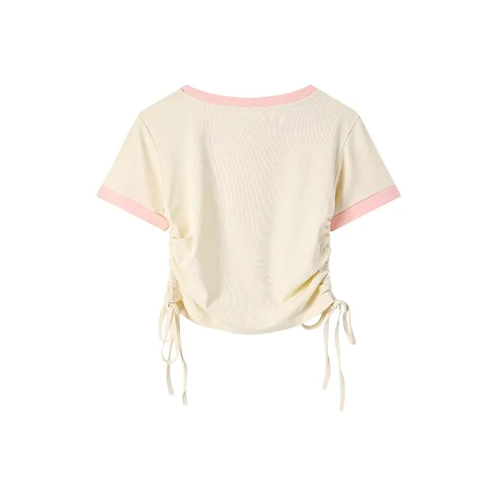 DOKZB Summer T Shirt Women's Cream Apricot-1