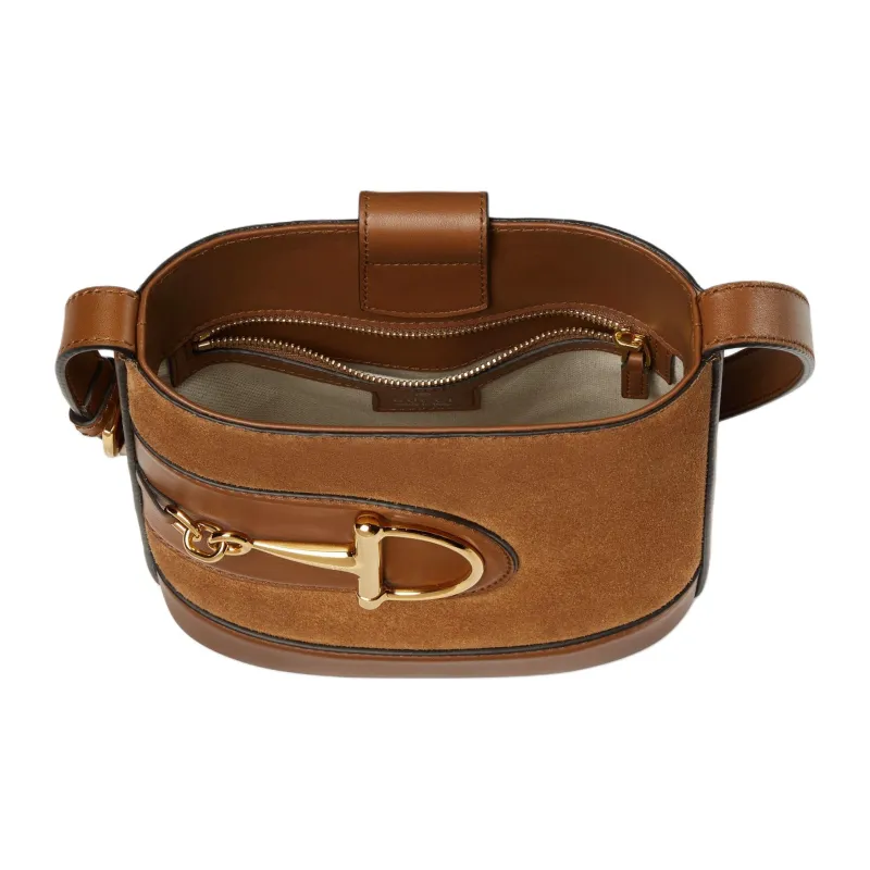 GUCCI Suede Bucket Bag, Portable Crossbody Bag, Shoulder Bag Mini Women's Brown-5