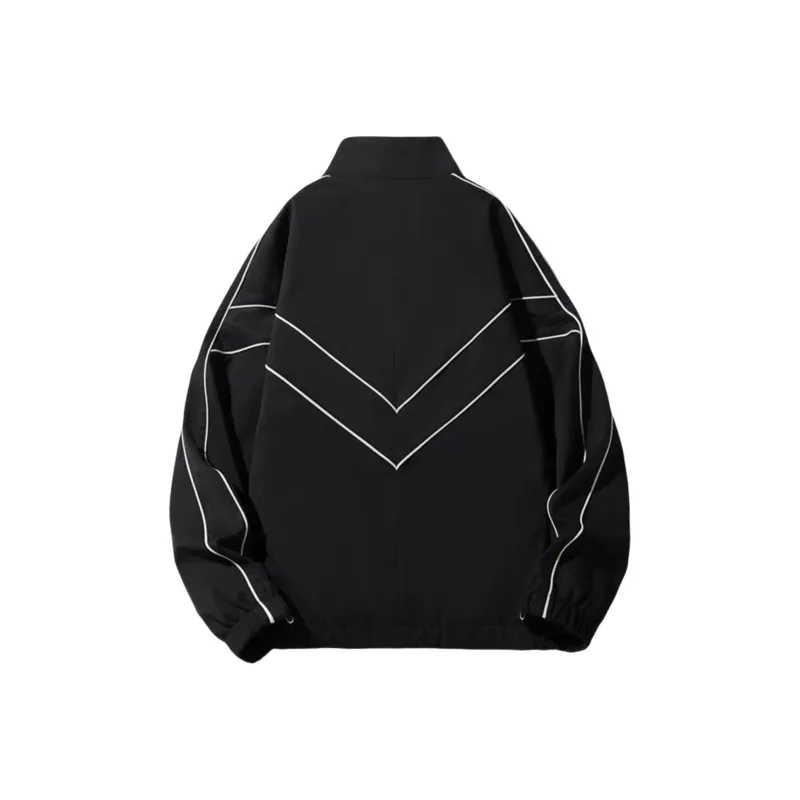 TESTUNG Trendy Line Stand Collar Raglan Loose Fit Zip Up Jackets Coat Men's-1