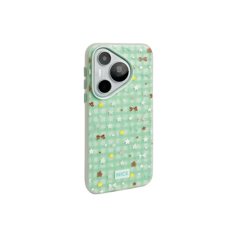 Sopi Acrylic Material 2 in 1 Plaid Polka Dot Stars Phone Cases Compatibility  Huawei Mate 70/60/50 Pro/Pura 70/70 Pro+-1