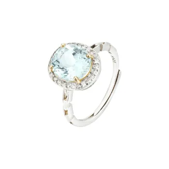 AIDAQIAN S925 Sterling Silver Aquamarine Rings Women's