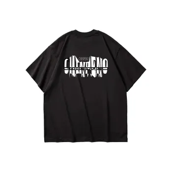 Chinpeno Print Letter Design American Casual Loose Fit Drop Shoulder Crew Neck Breathable Short Sleeved T Shirt Unisex