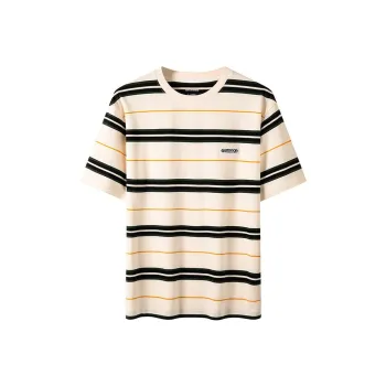 OUTDOOR PRODUCTS T Shirts Men Ecru Lilac Brown Stripes