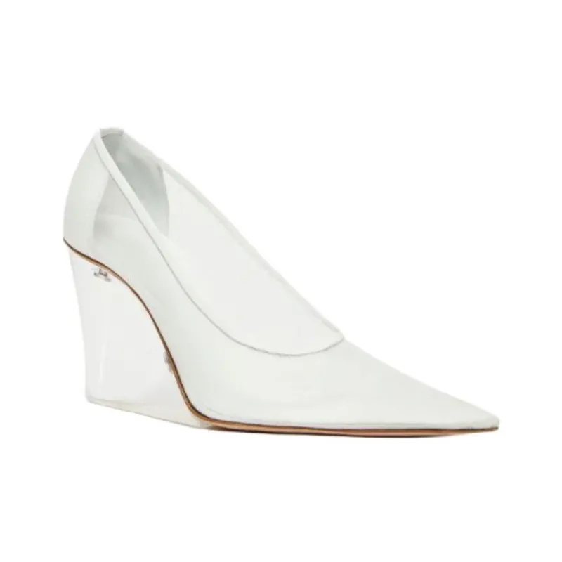 MaxMara Runway Wedge Heel High Heels 9cm Women's White-2
