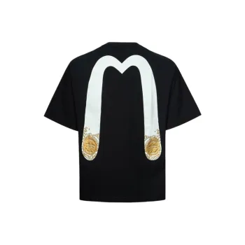 EVISU Daicock And Gold Kamon Cotton T shirt