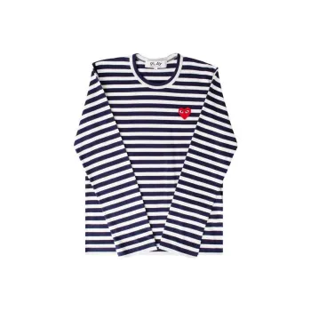 COMME DES GARCONS SHIRT Heart Logo Striped Long-Sleeve T-Shirt