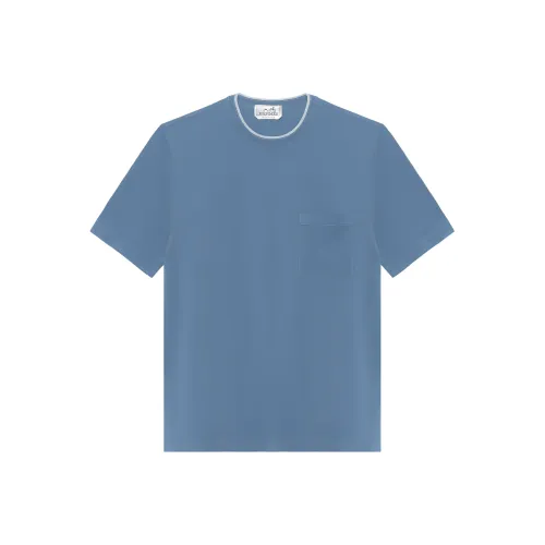 HERMES T-Shirt Men's Light Gray Blue