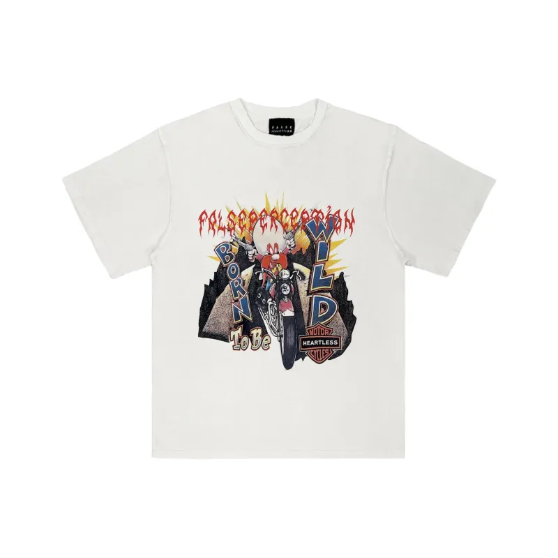 False Perception T Shirts Unisex Distressed White-0