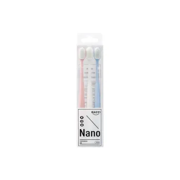 RAOYI Macaron Japanese Nano Wide Tip Toothbrushes 3 Pcs Pack
