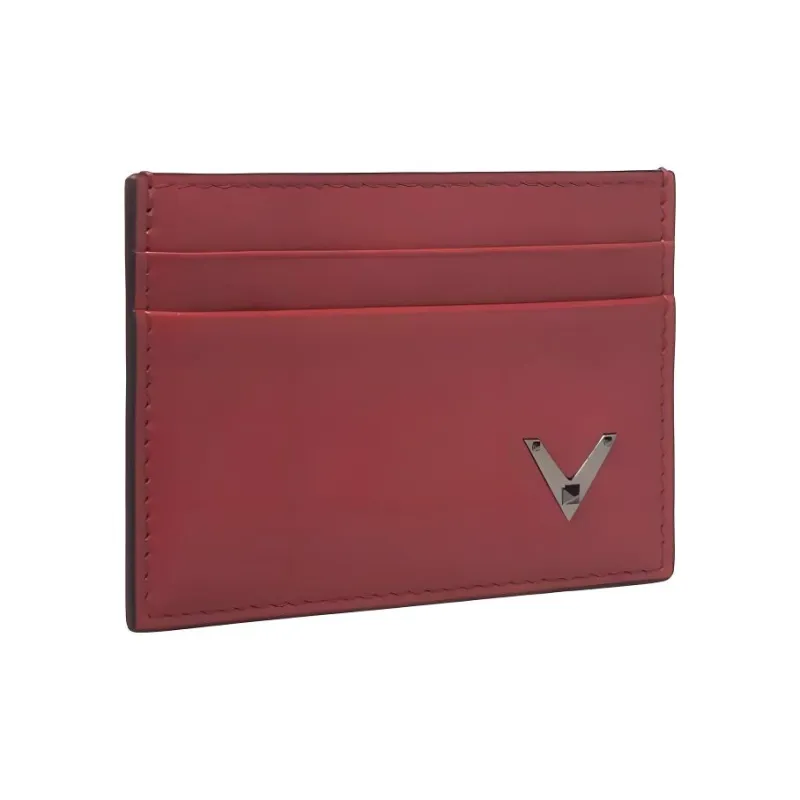 Valentino Leather Card Holder Card Holder Regular Men's Red & Marine Blue-1