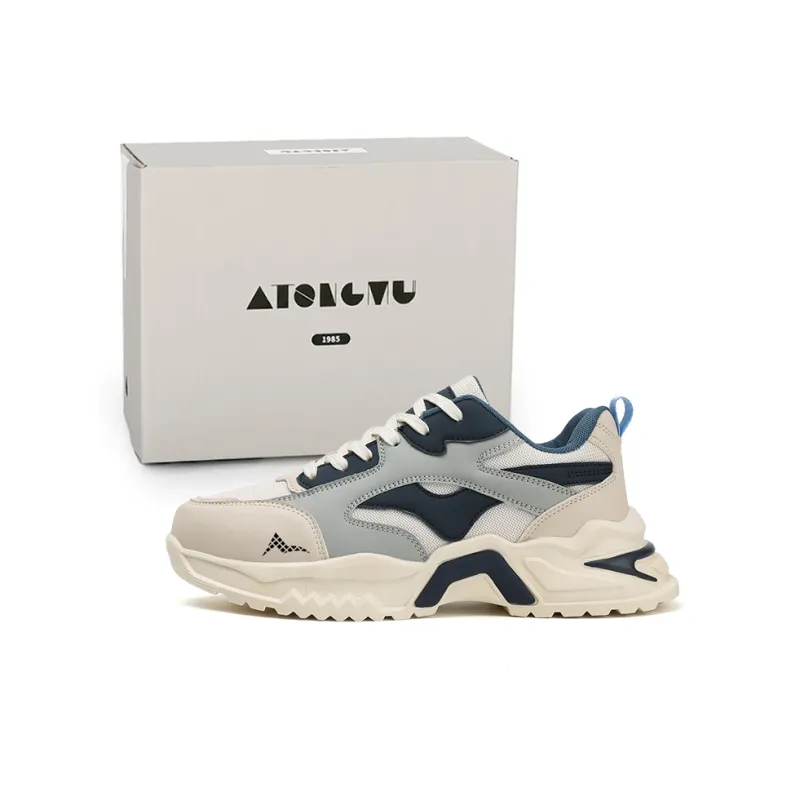 ATONGMU Chunky Sneakers Men Low Top Gray Blue/Beige Black/Beige Green-1
