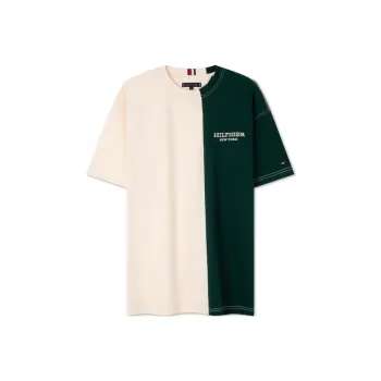 Tommy Hilfiger T Shirt Men's Pink And Green Stitching