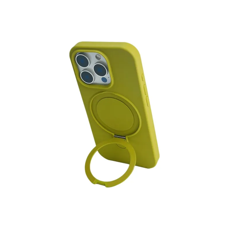 Sopi Silicone Material Solid Color Magnetic Stand Phone Cases Compatible With IPhone 16/15 Pro Max/Apple 13/14 Pro/Max-48