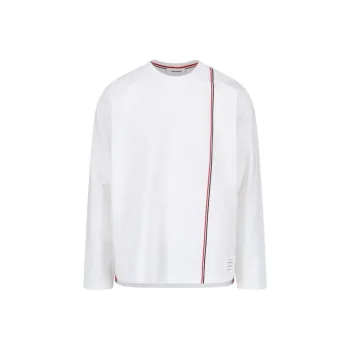 THOM BROWNE Rwb Striped Long Sleeved T Shirt