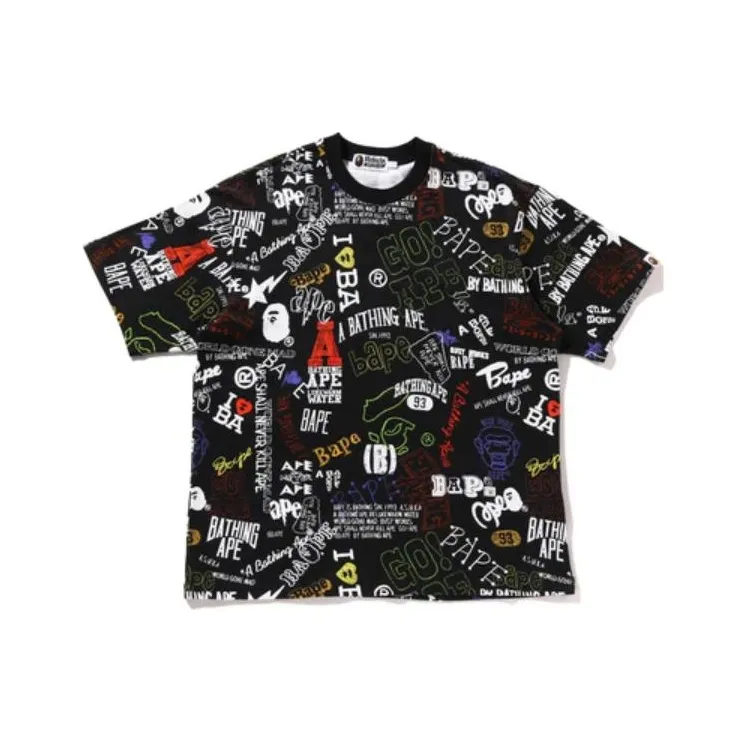 A BATHING APE Hand Draw Pattern Relaxed Fit Tee T Shirt Men's-0