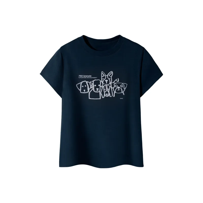 PSO Brand Puppy Series Trendy Brand Trendy Drop Shoulder Top Short Sleeved T Shirts Unisex-30