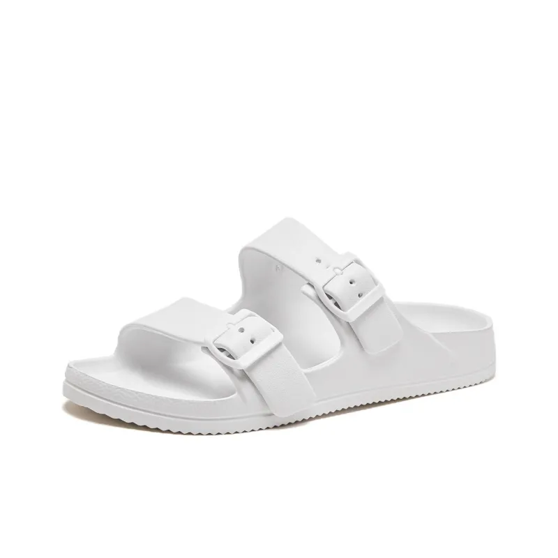 HOBIBEAR Slip Resistant Abrasion Resistant Cushioning Slide Slippers Men's White-1
