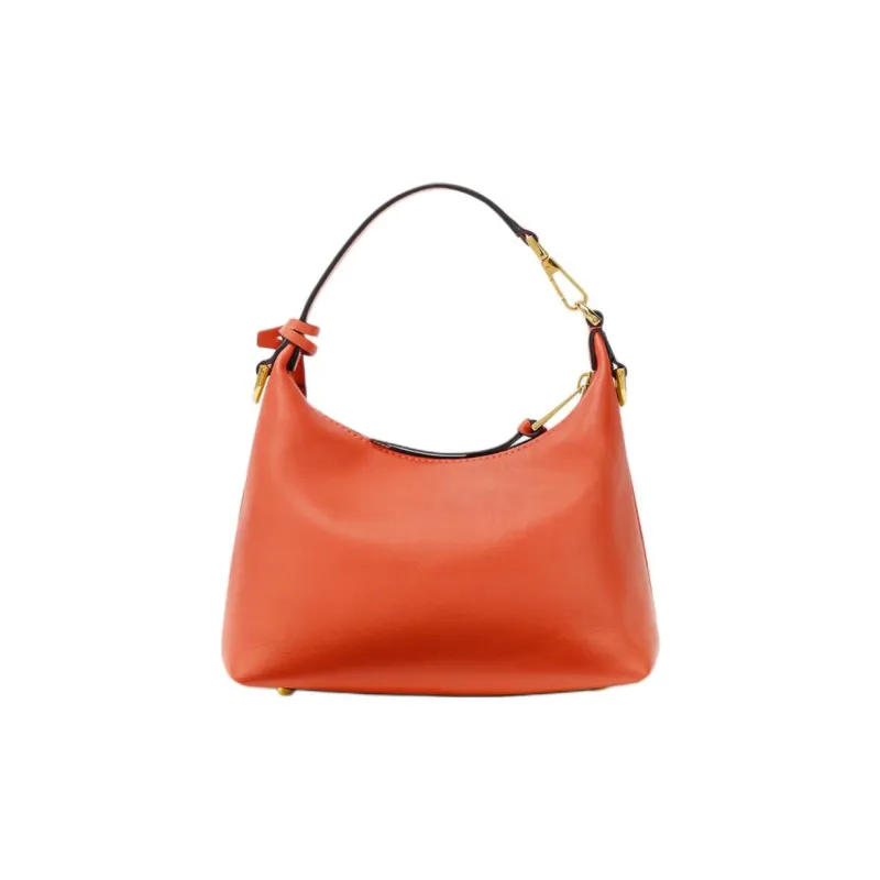 VERSACE Tag Lambskin Crescent Bag, Shoulder Bag, Crossbody Bag, Handbag Women's Orange-2