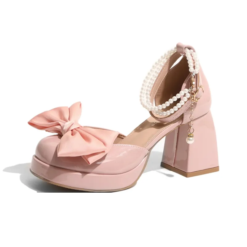Take The Qin Chunky Heel Mary Jane Shoes 7cm Women's-35