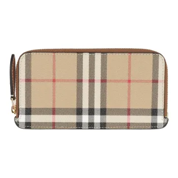 Burberry Calfskin Wallet Women's Beige & Camel