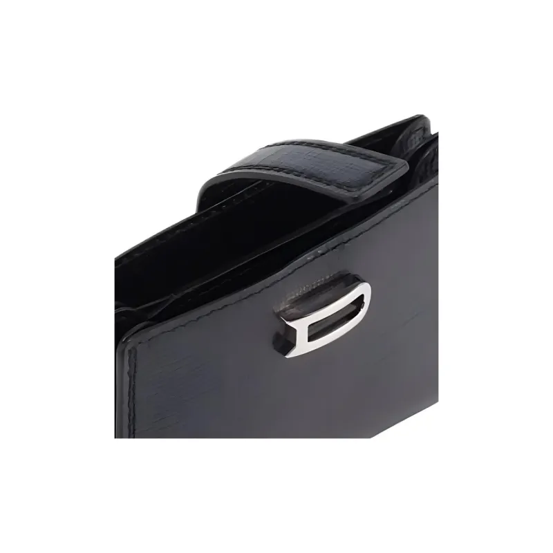 Delvau Opera Calf Grain Cow Leather Card Holder Women's Black-4