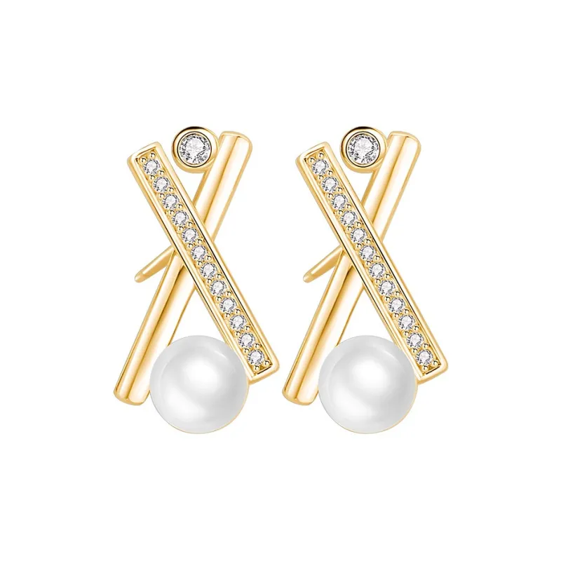 Andaozi Pearl Stud Earrings Women's-5